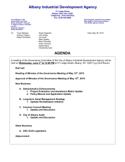 Albany Industrial Development Agency AGENDA