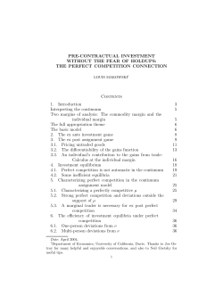 THE PERFECT COMPETITION CONNECTION Contents