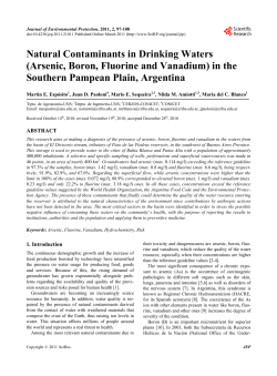 Natural Contaminants in Drinking Waters (Arsenic, Boron, Fluorine