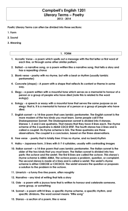 Campbell`s English 1201 Literary Terms &ndash; Poetry