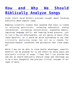 How and Why We Should Biblically Analyze Songs