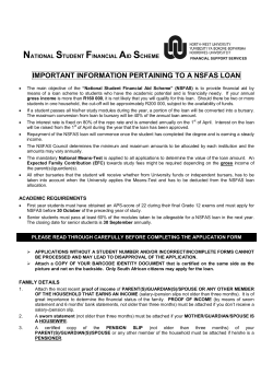 important information pertaining to a nsfas loan