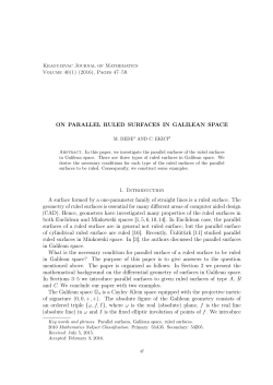 ON PARALLEL RULED SURFACES IN GALILEAN SPACE 1