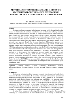 MATHEMATICS TEXTBOOK ANALYSIS: A STUDY ON