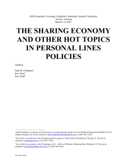 the sharing economy and other hot topics in personal lines policies