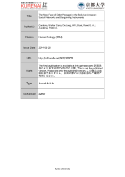 Title The New Face of Debt-Peonage in the Bolivian Amazon: Social