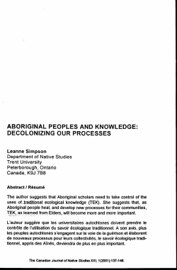 aboriginal peoples and knowledge