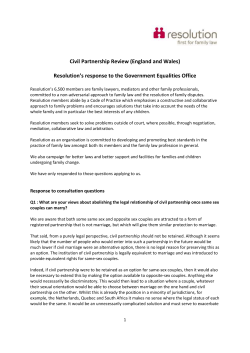 Civil Partnership Review (England and Wales) Resolution`s