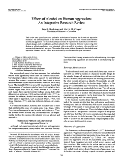 Effects of Alcohol on Human Aggression: An Integrative