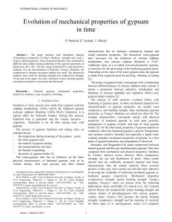 Evolution of mechanical properties of gypsum in time
