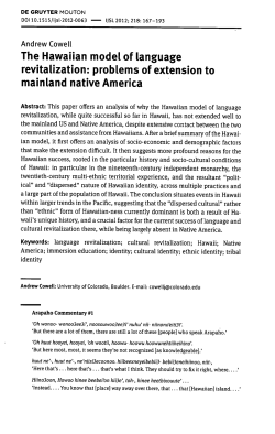 The Hawaiian model of language revitalization