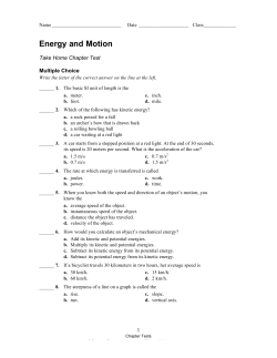 Energy and Motion