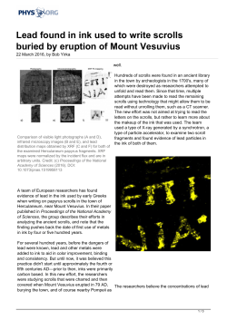 Lead found in ink used to write scrolls buried by eruption of Mount