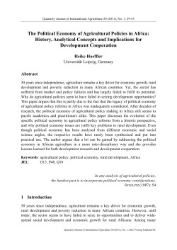 The Political Economy of Agricultural Policies in Africa: History