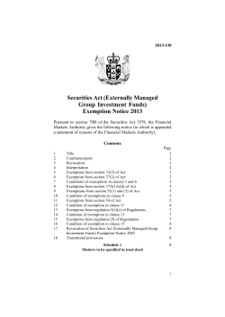 Securities Act (Externally Managed Group Investment Funds