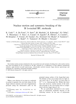 Nuclear motion and symmetry breaking of the B 1s