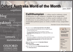 Oxford Australia Word of the Month - Australian National Dictionary