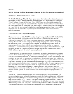 RICO: A New Tool for Employers Facing Union Corporate