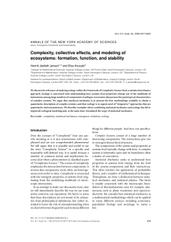 Complexity, collective effects, and modeling of ecosystems