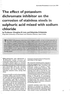 The effect of potassium &middot;dichromate inhibitor on the sulphuric acid