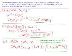 (A) What is the concentration of hydronium ion in an aqueous