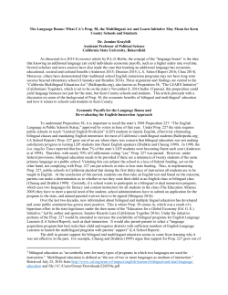 The Language Bonus: What CA`s Prop. 58, the Multilingual Act and