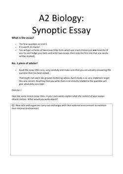 A2 Synoptic Essay Workbook