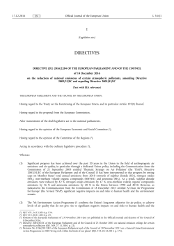 DIRECTIVE (EU) 2016/ 2284 OF THE EUROPEAN PARLIAMENT
