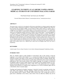 LEARNING TO WRITE AN ACADEMIC PAPER AMONG MEDICAL