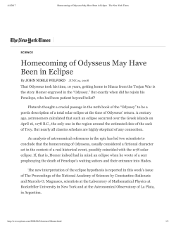 Homecoming of Odysseus May Have Been in Eclipse