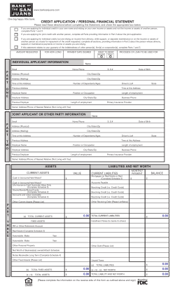credit application / personal financial statement