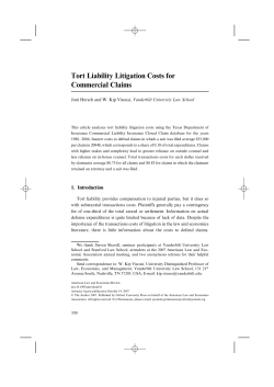 Tort Liability Litigation Costs for Commercial Claims