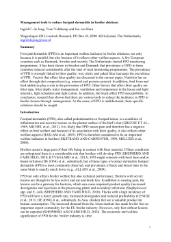 Management tools to reduce footpad dermatitis in broiler chickens