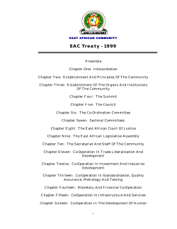 EAC Treaty - 1999 - Centre for Human Rights, University of Pretoria