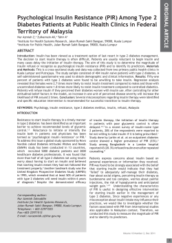 Psychological Insulin Resistance (PIR) Among Type 2 Diabetes