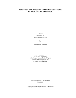 BEHAVIOR ISOLATION IN ENTERPRISE SYSTEMS BY MOHAMED