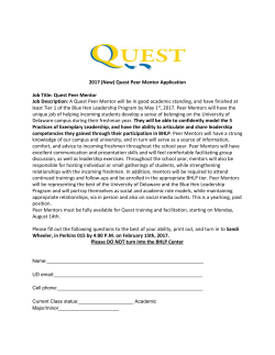 2017 (New) Quest Peer Mentor Application Job Title: Quest Peer