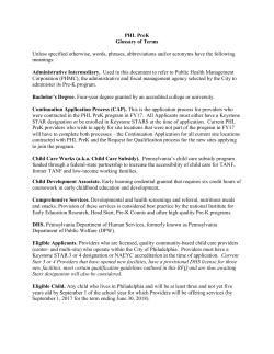 PHL PreK Glossary of Terms Unless specified otherwise, words