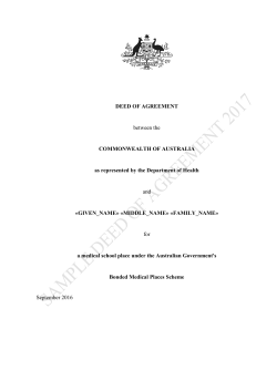 Bonded Medical Places Scheme - 2017 Deed of Agreement