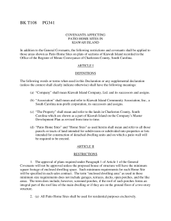Patio Home Covenants - Kiawah Island Community Association