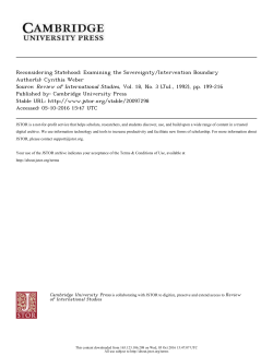 Reconsidering Statehood: Examining the Sovereignty