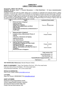 SEMESTER II LSM4217 FUNCTIONAL AGEING MODE OF