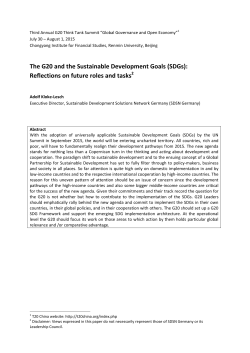 The G20 and the Sustainable Development Goals