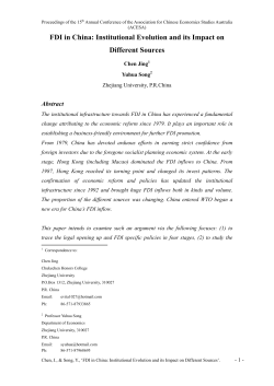 FDI in China: Institutional Evolution and its Impact to Different Sources