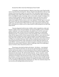 Excerpt from Man`s Search for Meaning