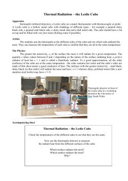 Thermal Radiation &ndash; the Leslie Cube
