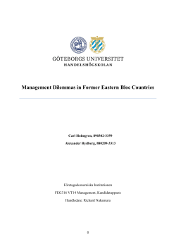Management Dilemmas in Former Eastern Bloc Countries