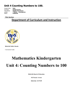 Unit 4 Counting Numbers to 100.