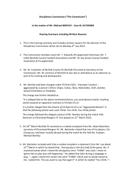 Disciplinary Commission (&ldquo;The Commission&rdquo;) In the matter of Mr