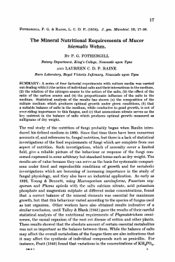 The Mineral Nutritional Requirements of Mucor